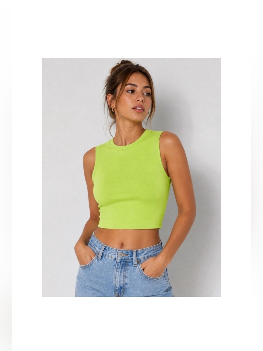 Zara lime green crop top M